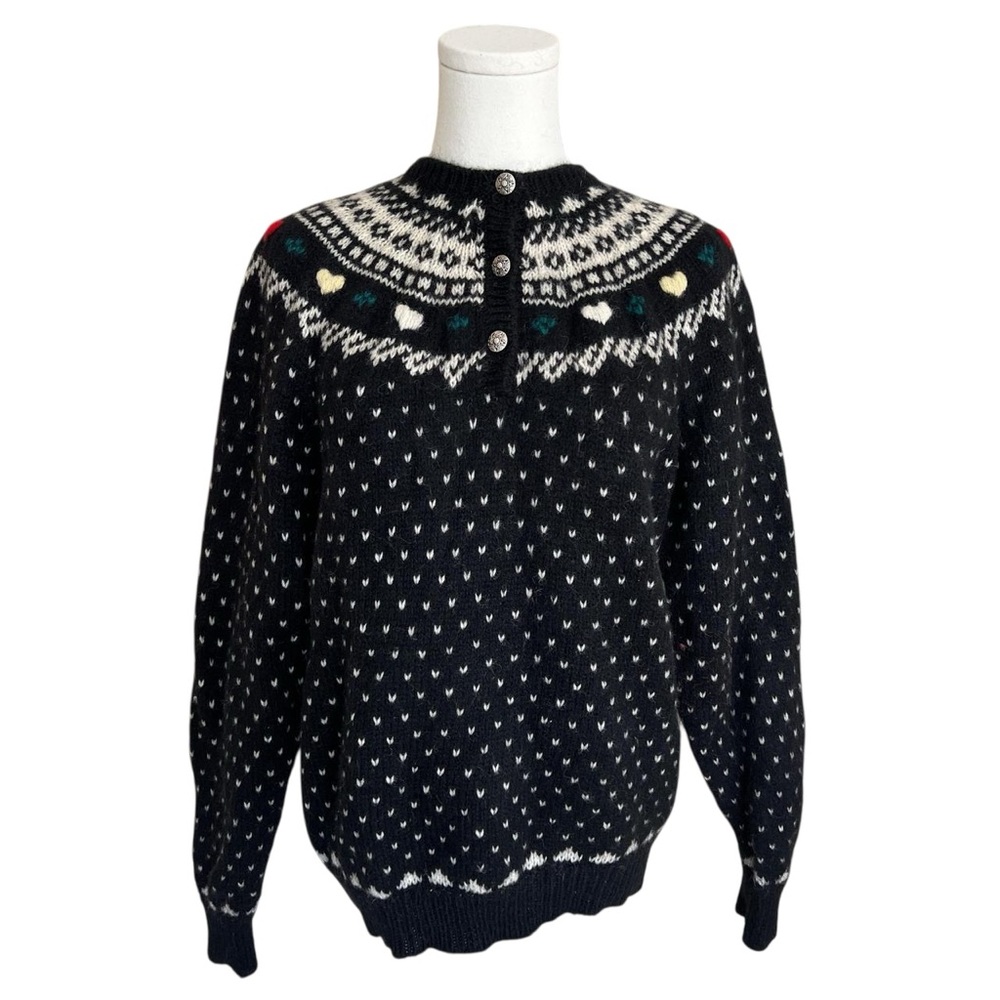 Preswick & Moore Black and White Fair Isle Sweater